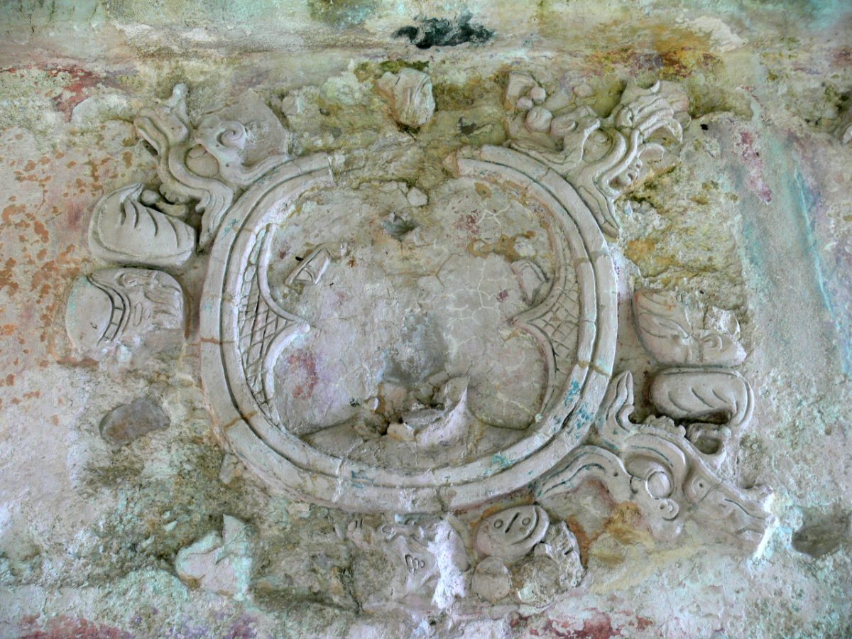 Stucco relief carving from the Palace at Palenque