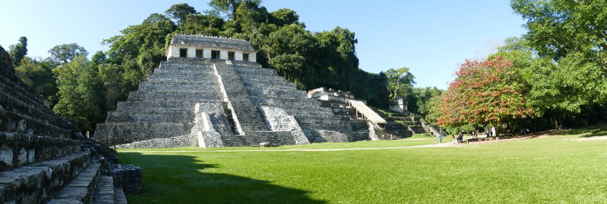 View of the Temple of the Inscriptions and surrounding temples at Palenque