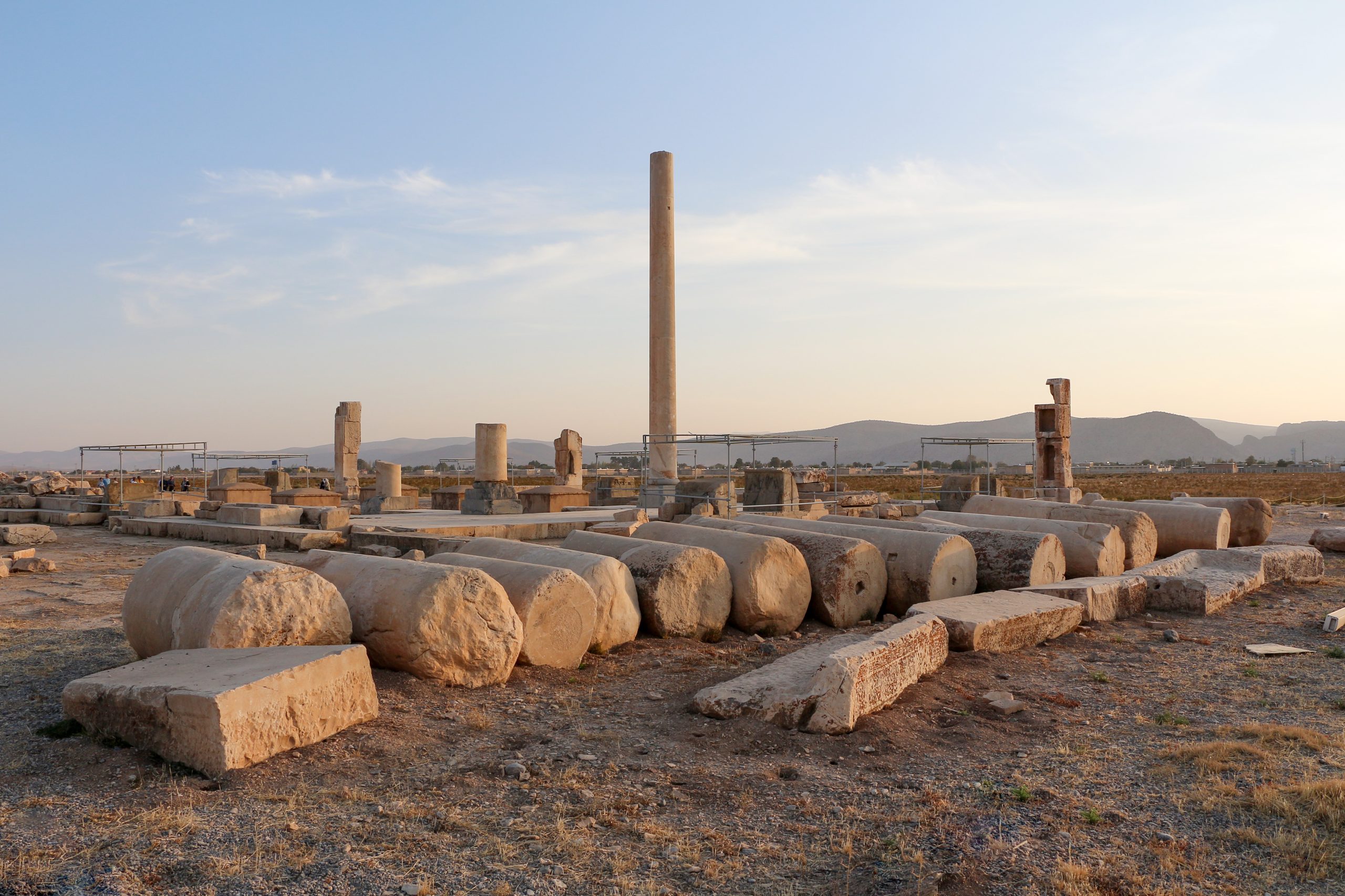 A column and doorway of a palace at Pasargadae