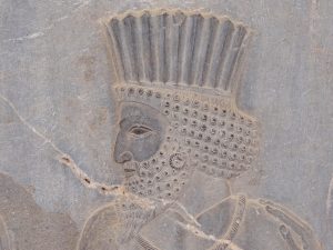 Detailed carvings on the great staircase of Persepolis
