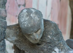 Plaster cast of eruption victim