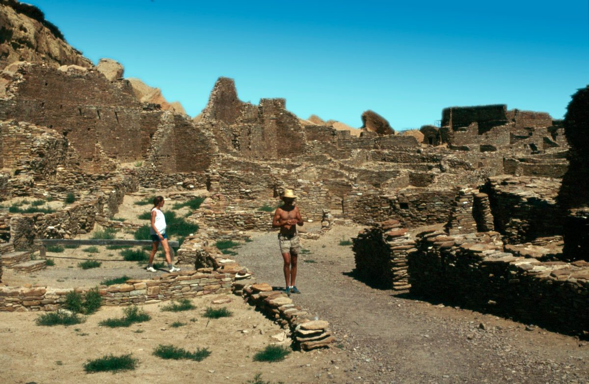 Close-up of precise sandstone masonry wall at Pueblo Bonito