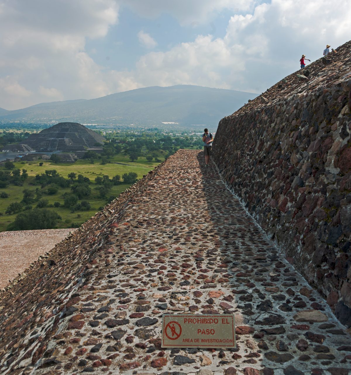 View along a terrace of the Pyramid of the Sun at Teotihuacan