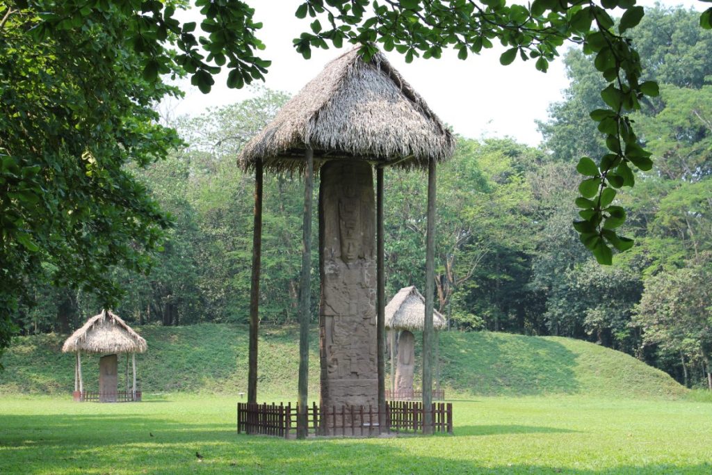 Stela E at Quirigua Guatemala, the tallest carved stone monument in the ancient Maya world