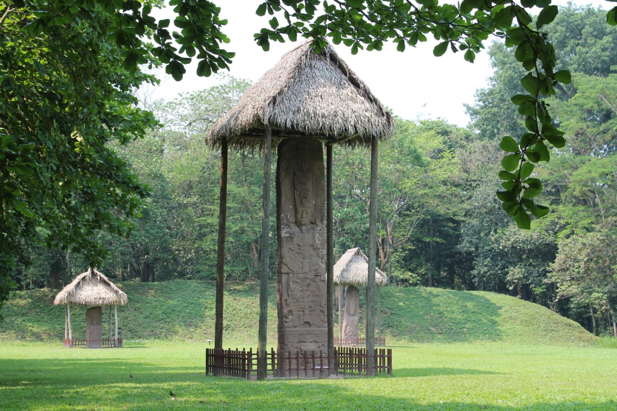 Stela E at Quirigua Guatemala, the tallest carved stone monument in the ancient Maya world