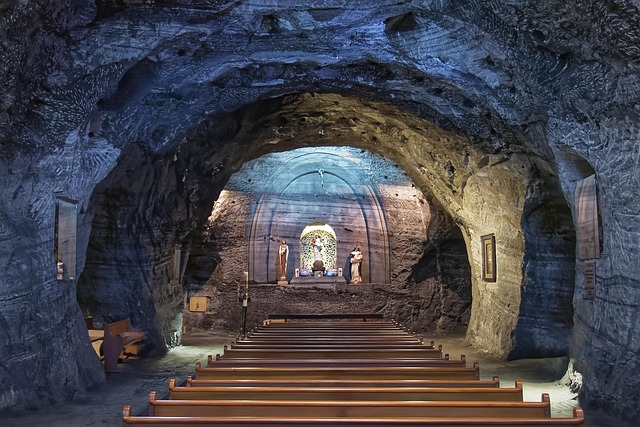 The Salt Cathedral of Zipaquirá, built inside a salt mine the Muisca had mined and considered sacred long before it became a church