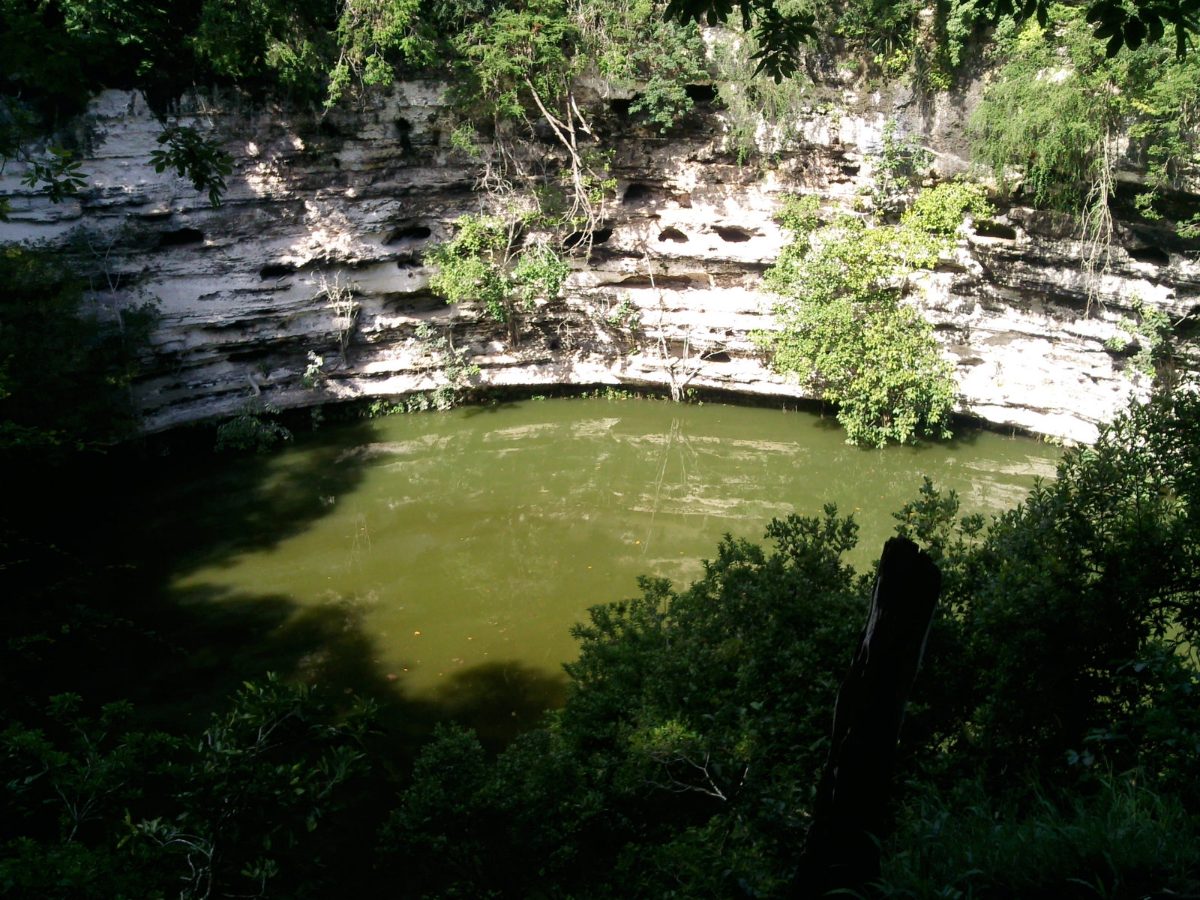 The Sacred Cenote at Chichen Itza, a natural sinkhole used for ritual offerings