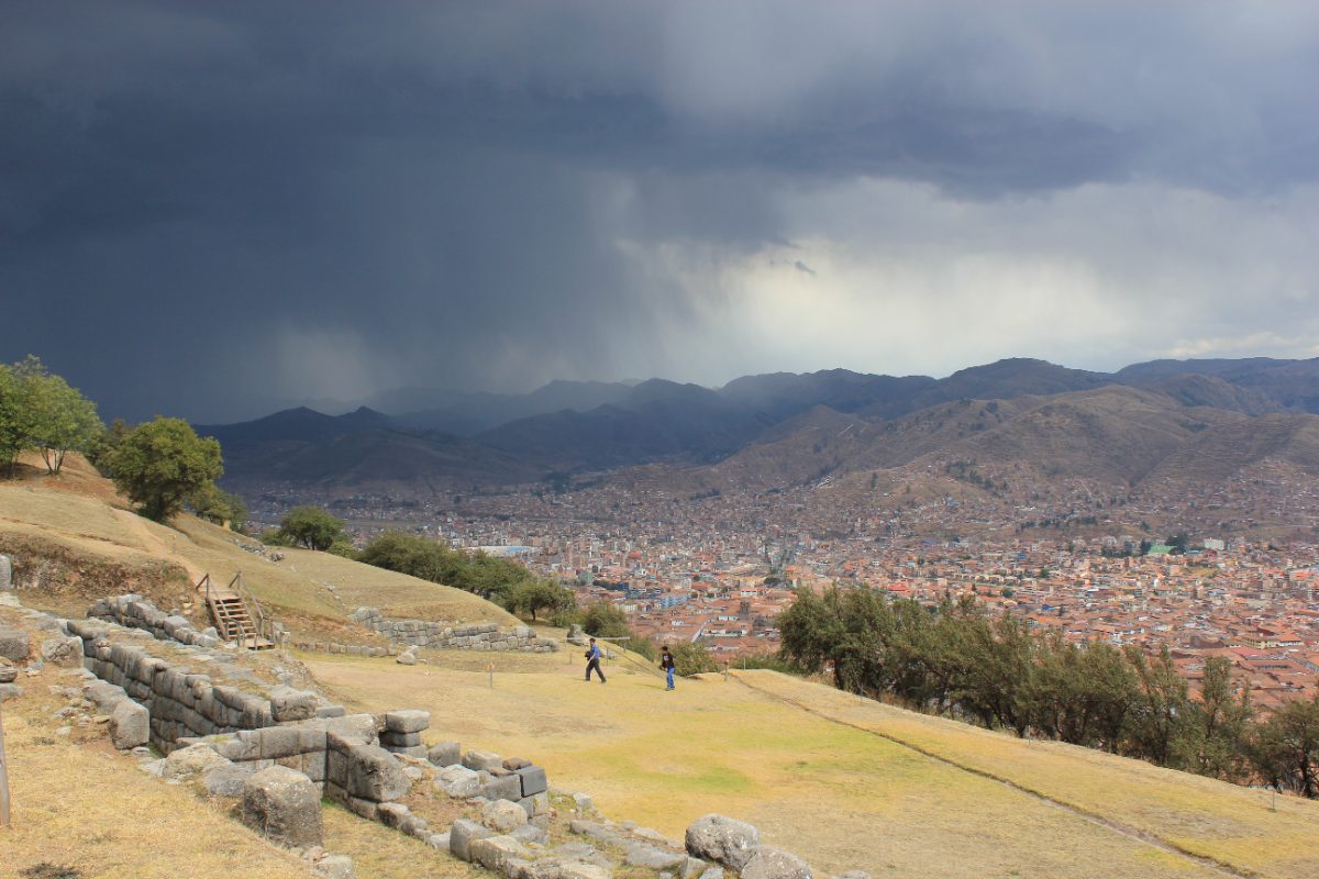 Massive zigzagging stone walls of the Sacsayhuaman fortress above Cusco