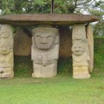 Stone statues at the San Agustin Archaeological Park in Colombia