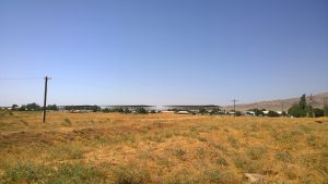 Preserved excavation area under protective shelter at Sarazm