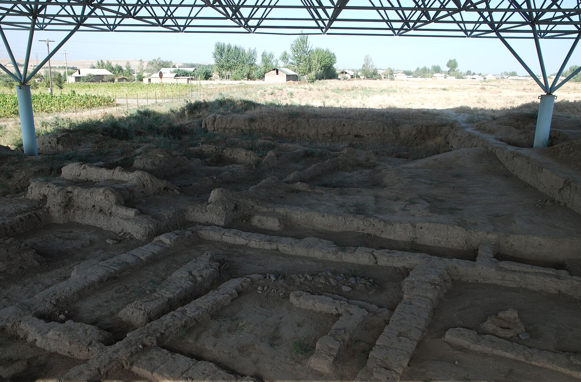 Excavated walls at Sarazm reveal the mudbrick architecture that lay hidden beneath the fields.