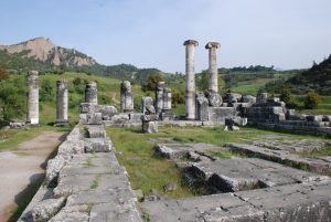 The reconstructed columns of the Temple of Artemis at Sardis