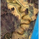 Aerial view of the Great Serpent Mound effigy earthwork in Ohio