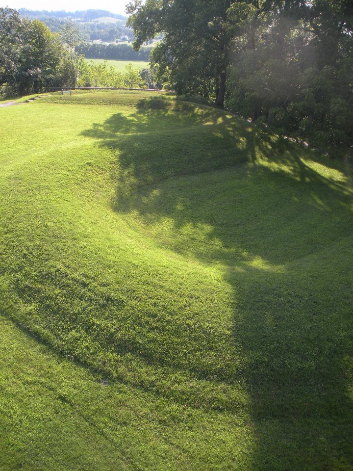 Walking path alongside the Serpent Mound earthwork near Peebles, Ohio