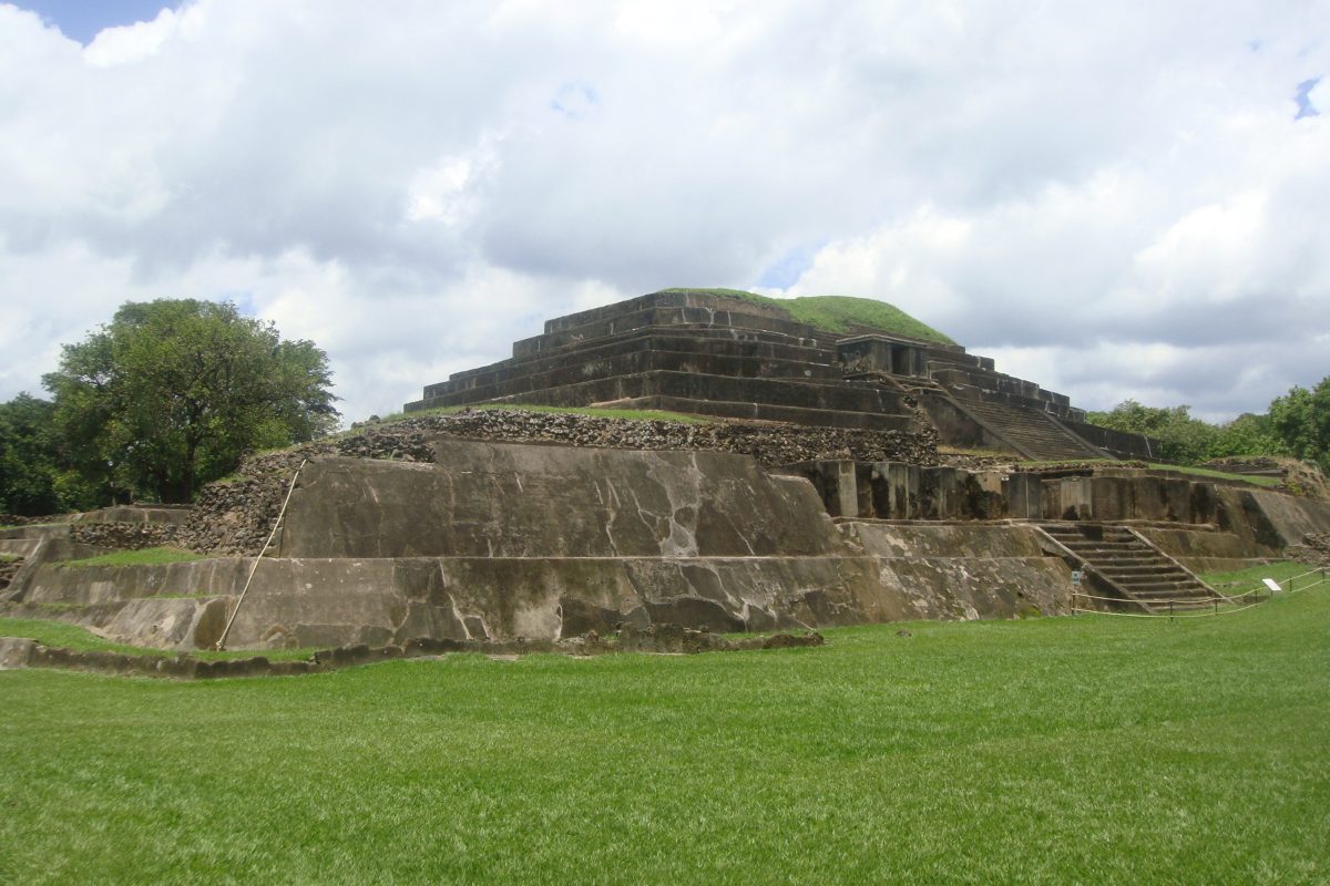 Ancient stonework at the Tazumal ruins in Chalchuapa, El Salvador