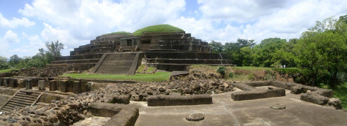 Panoramic view of the Tazumal archaeological site