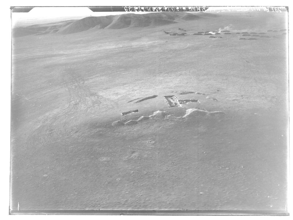 Aerial view of the great mound of Tell Brak in the Khabur plains of northern Syria