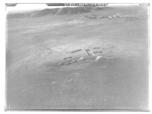 Aerial view of the great mound of Tell Brak in the Khabur plains of northern Syria