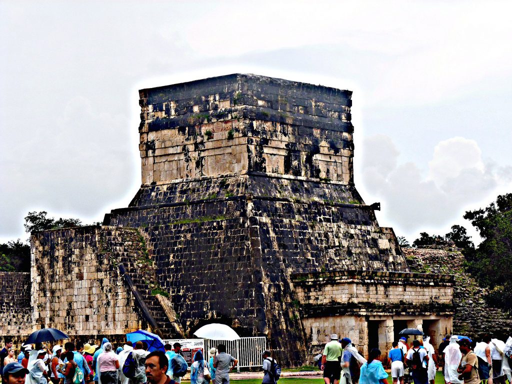 The Temple of the Jaguars overlooking the Great Ball Court at Chichen Itza