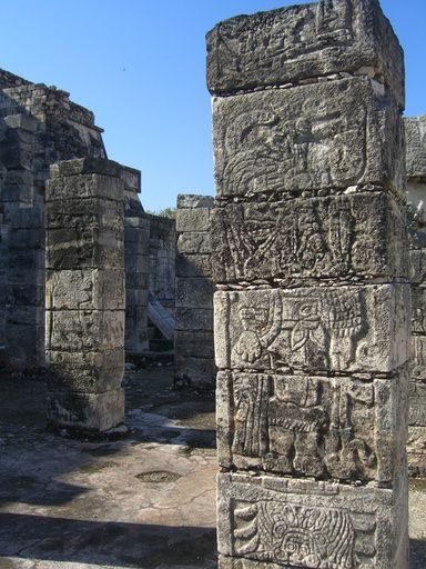 Carved warrior columns at the Temple of the Warriors, Chichen Itza