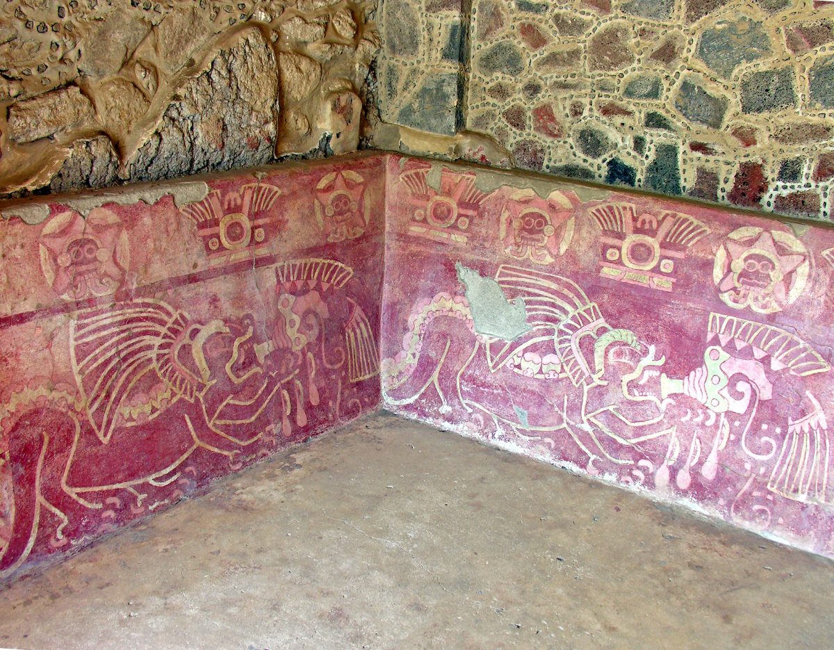 Ancient jaguar mural painting preserved at Teotihuacan