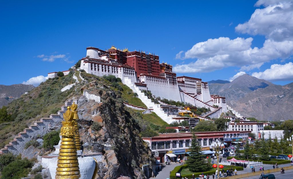 The Potala Palace in Lhasa, the great seat of Tibetan Buddhism.
