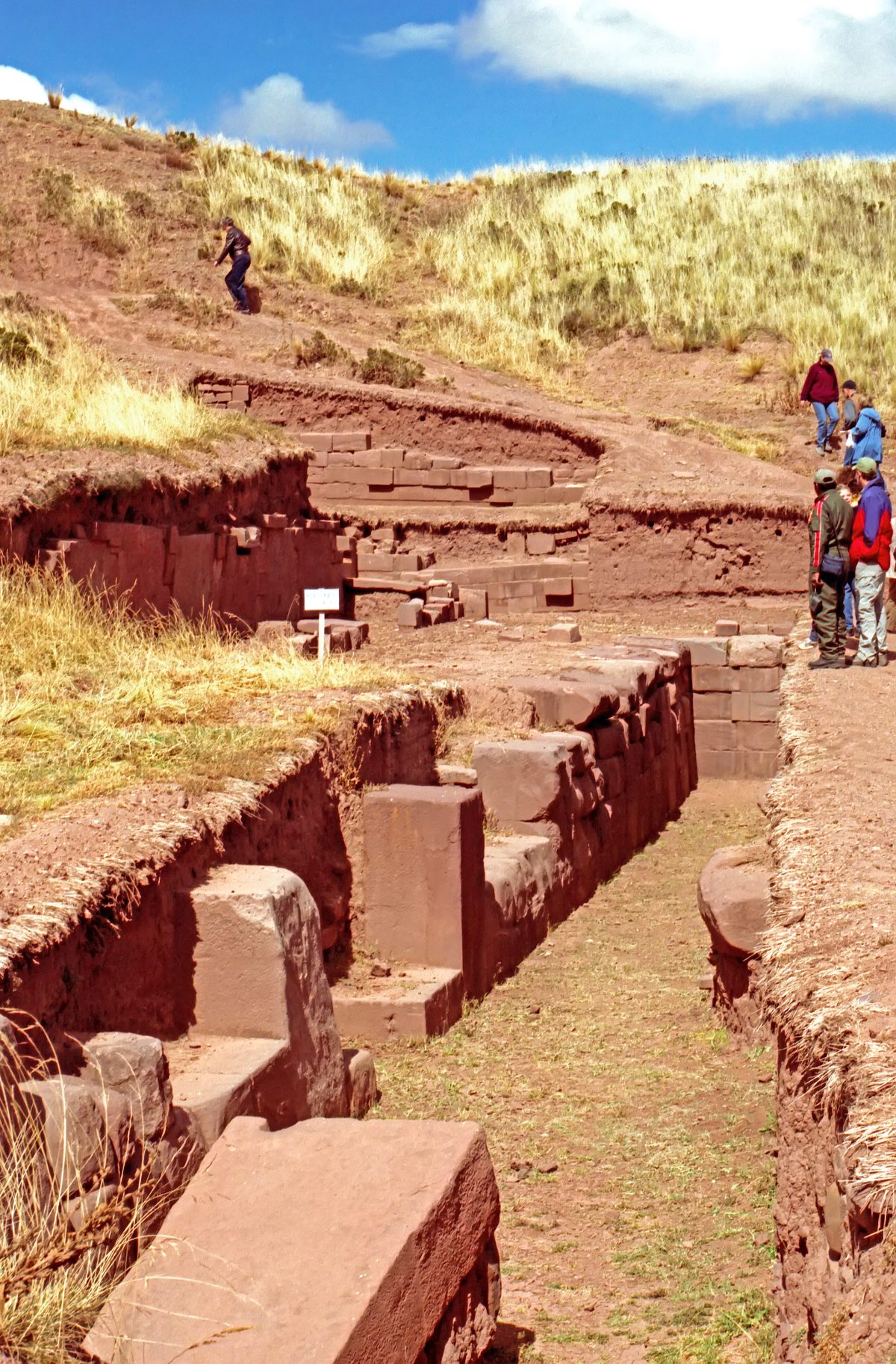 The Akapana stepped pyramid at the Tiwanaku archaeological site in Bolivia