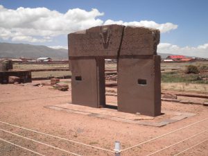 The Gate of the Sun at Tiwanaku, a carved monolithic stone gateway in Bolivia