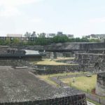 Ancient stone ruins at the Tlatelolco archaeological zone in Mexico City