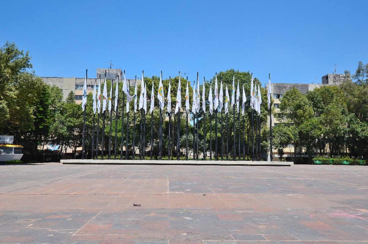 Wide view of the Plaza de las Tres Culturas at Tlatelolco