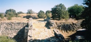 Excavated stone walls at Troy in Turkey