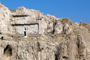 Chambers and openings cut into the living rock of Tushpa