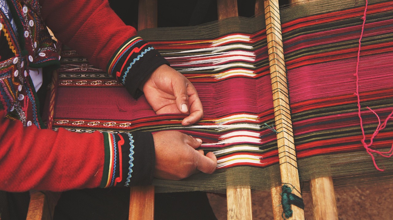 Craftsman working at a traditional loom
