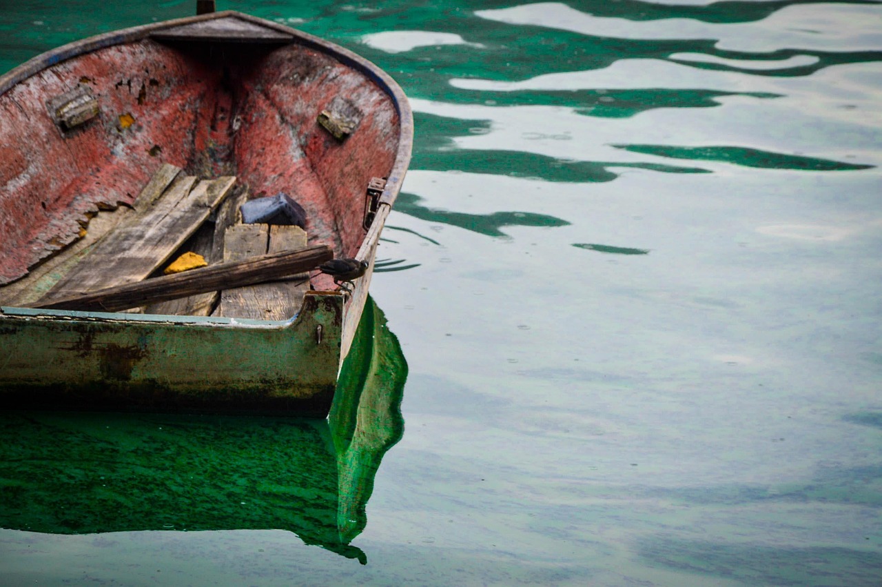 Wooden boat on Lake Atitlán today