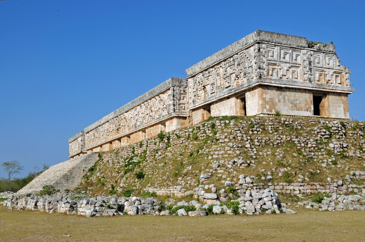 Facade of the Governor's Palace at the Uxmal archaeological site