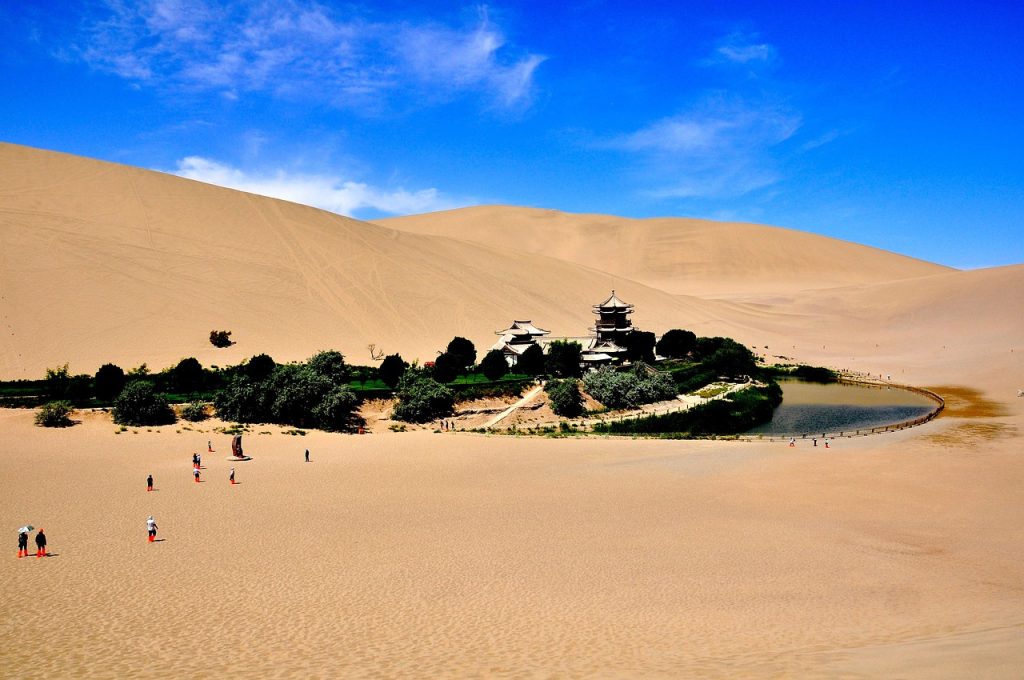 Oasis farming, watered by ingenious underground channels, sustained Uyghur life.