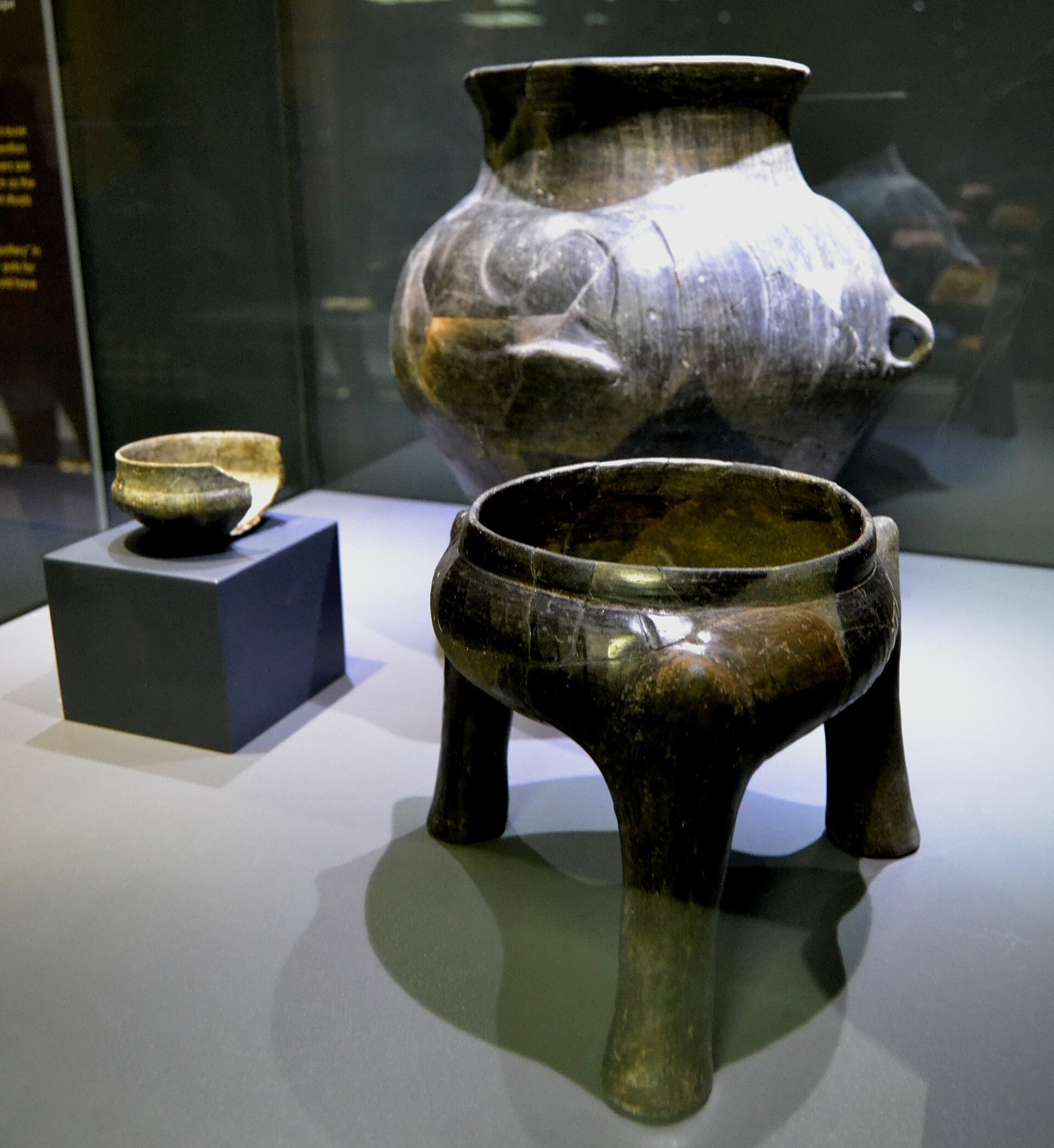Dark burnished Vinča pottery with incised geometric decoration