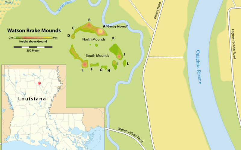 Map of the Watson Brake archaeological site