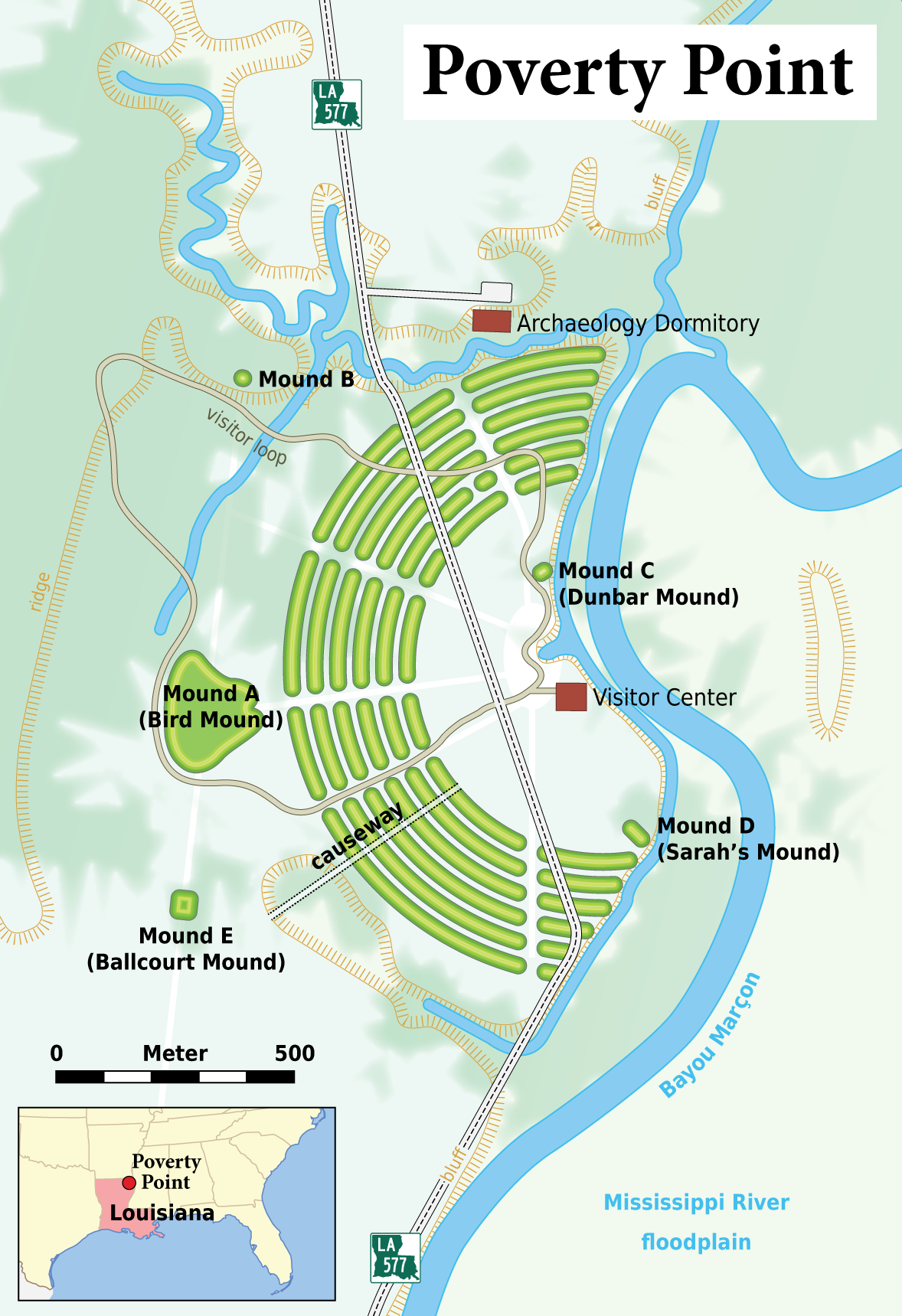 Map of the Poverty Point archaeological site