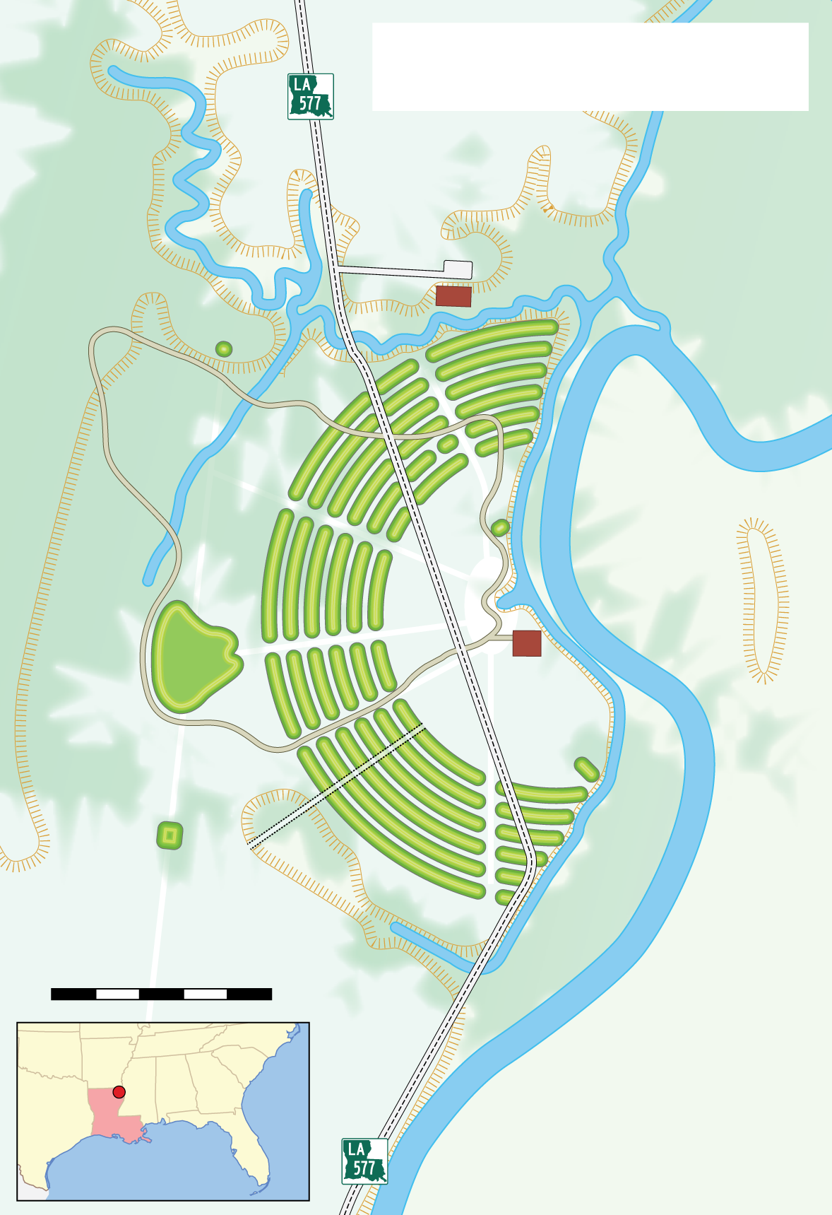 Map of the Poverty Point archaeological site (blank version for internationalization)