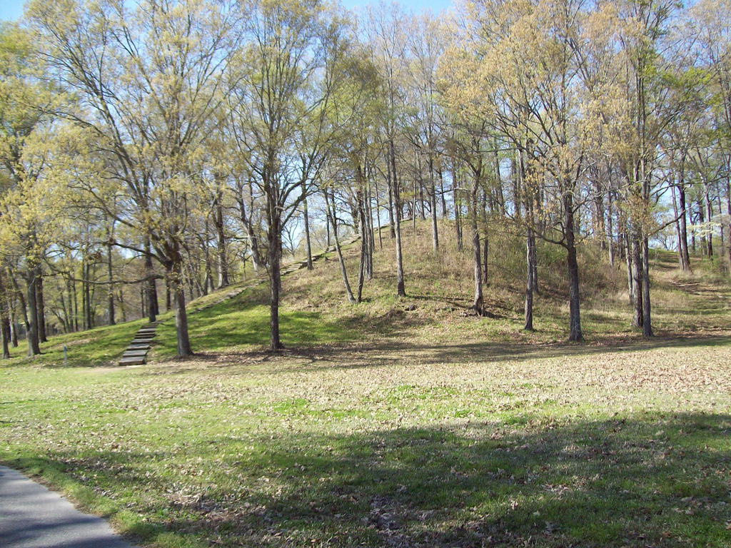 Mound A at the Poverty Point site, Louisiana, USA. A prehistoric site of various earthworks, including ring walls and mo