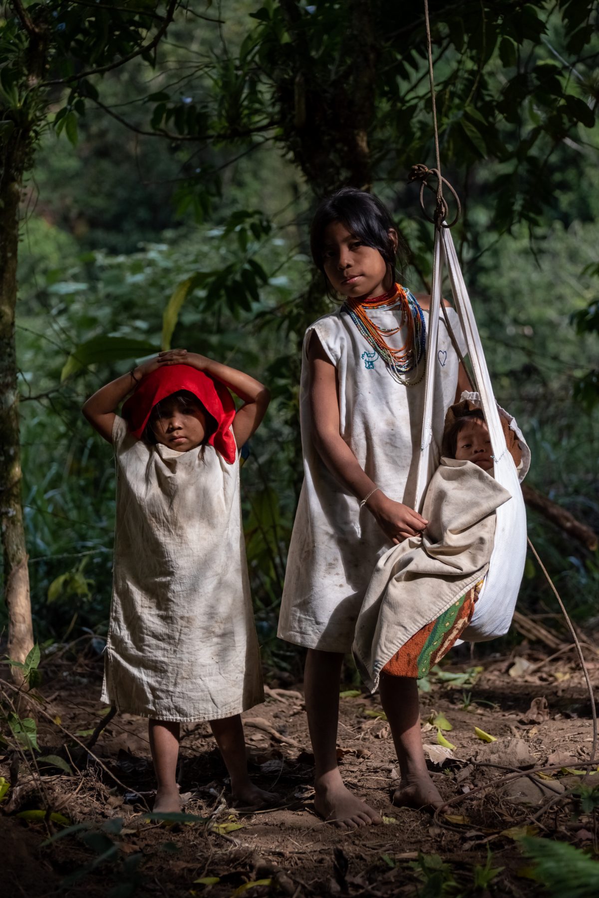 A Wiwa indigenous family portrait, descendants of the Tairona in the Sierra Nevada de Santa Marta