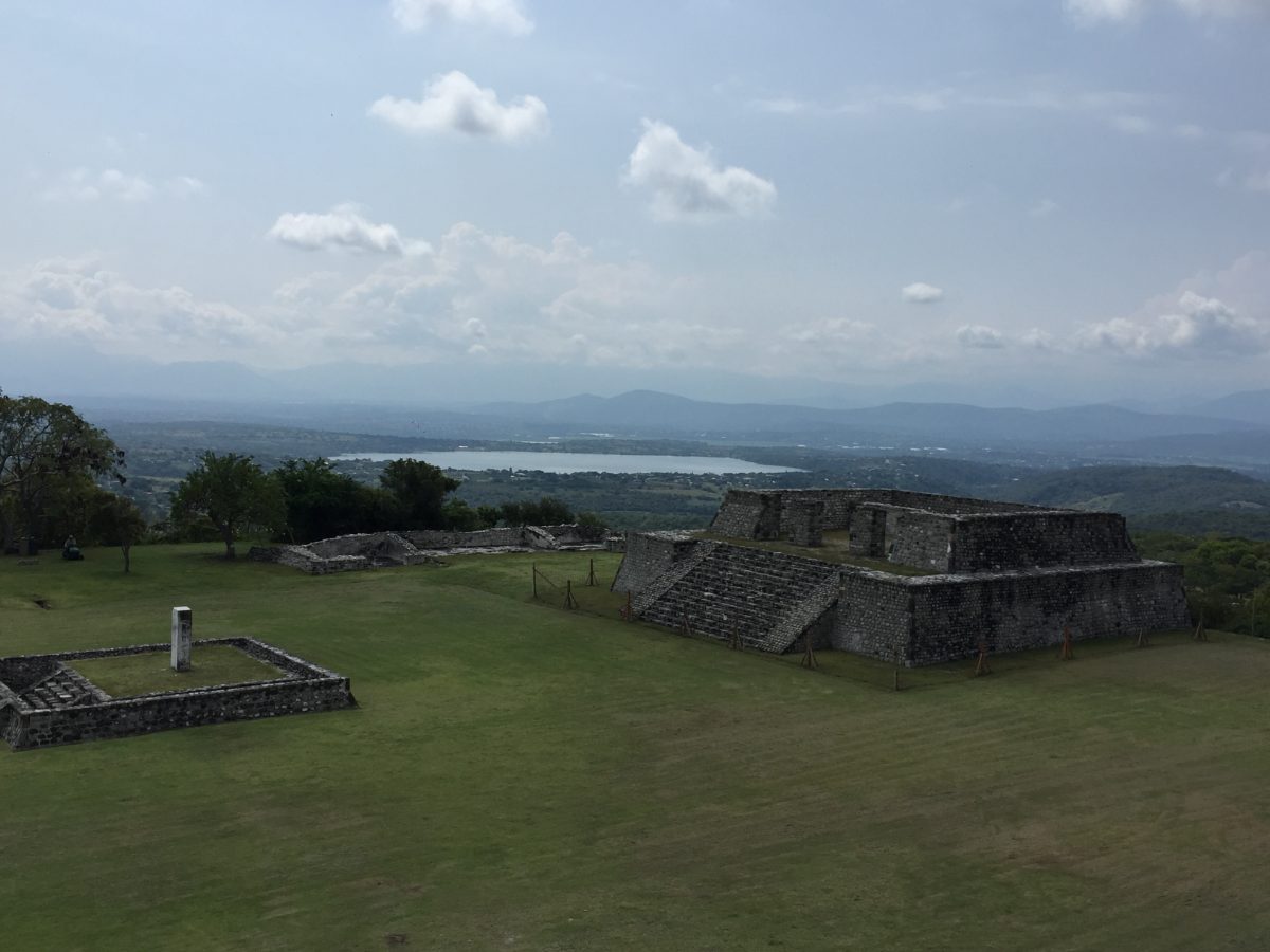 Aerial view of the acropolis complex at Xochicalco