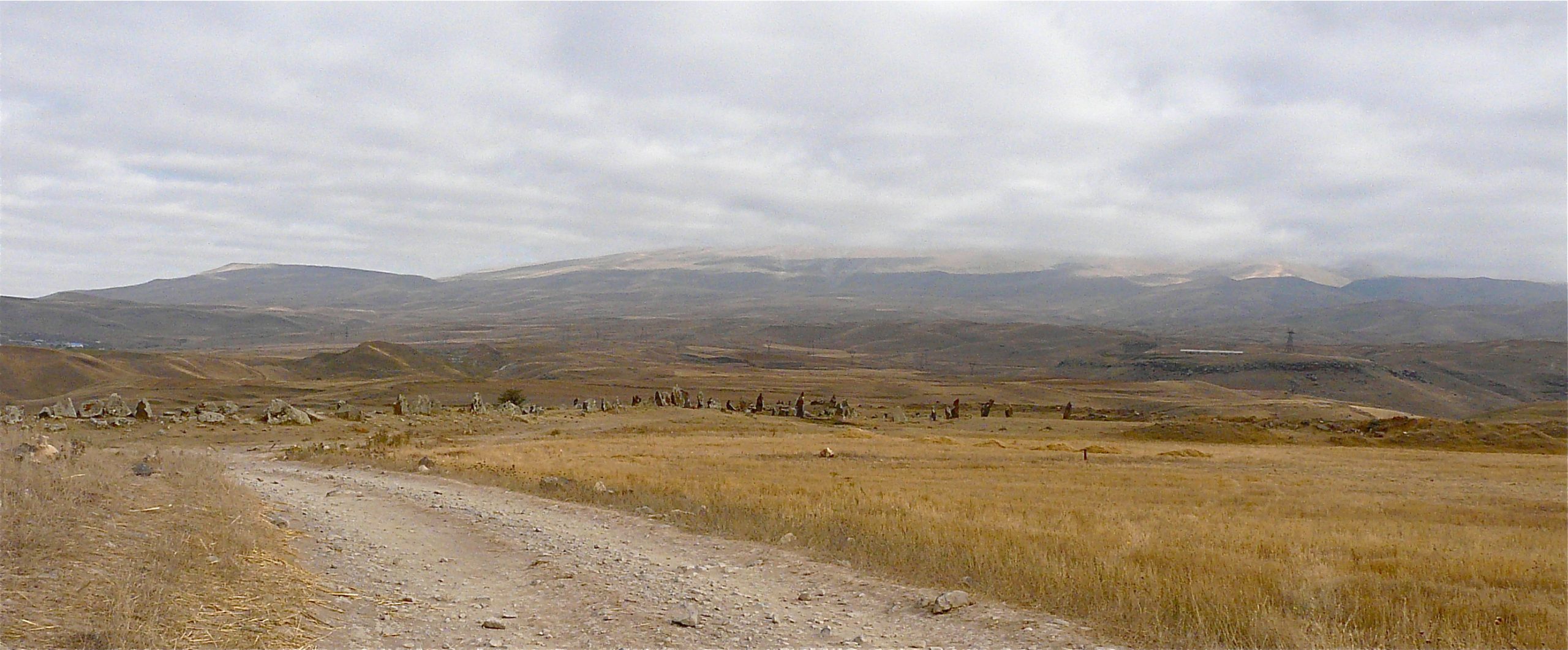Prehistoric stones of Carahunge scattered across the highland meadow