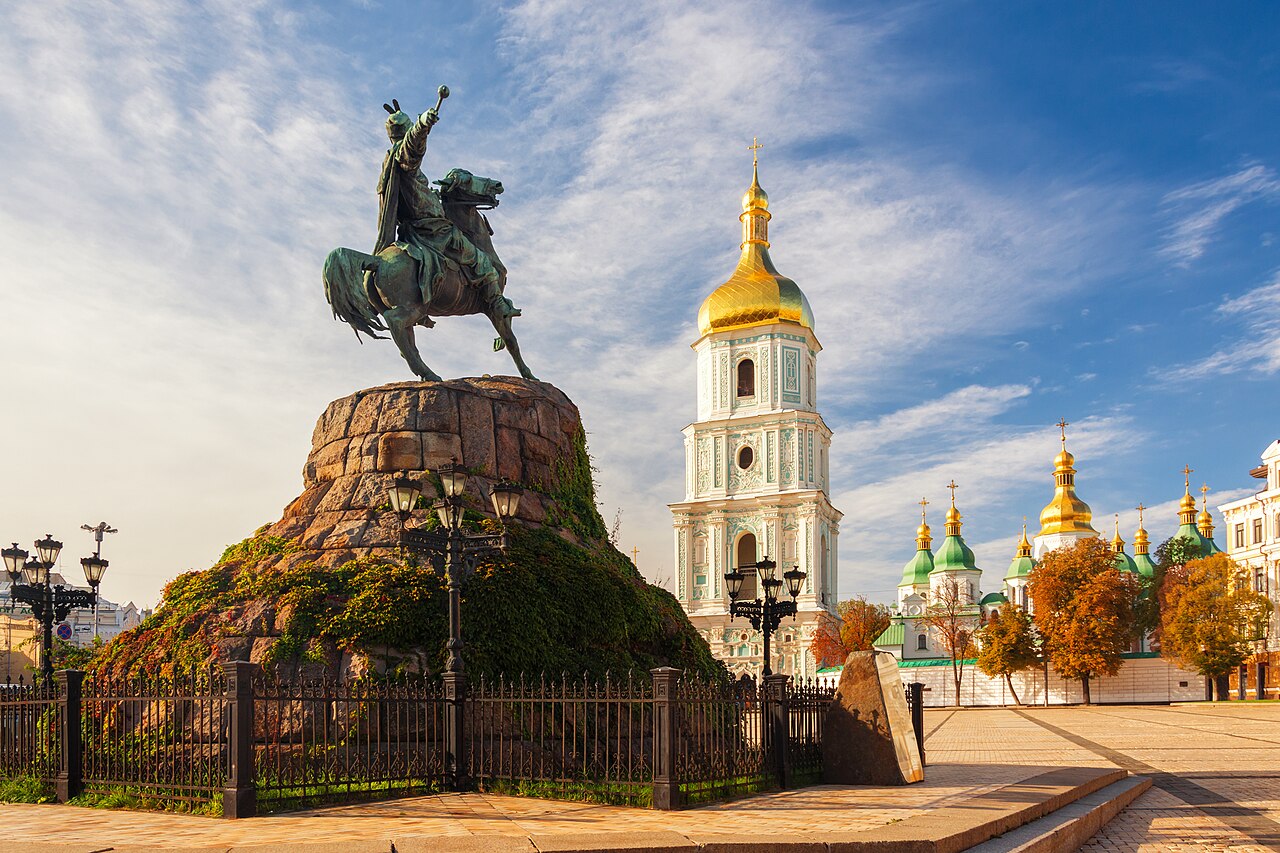 The monument to Bohdan Khmelnytsky in Kyiv, hero of the Ukrainian nation