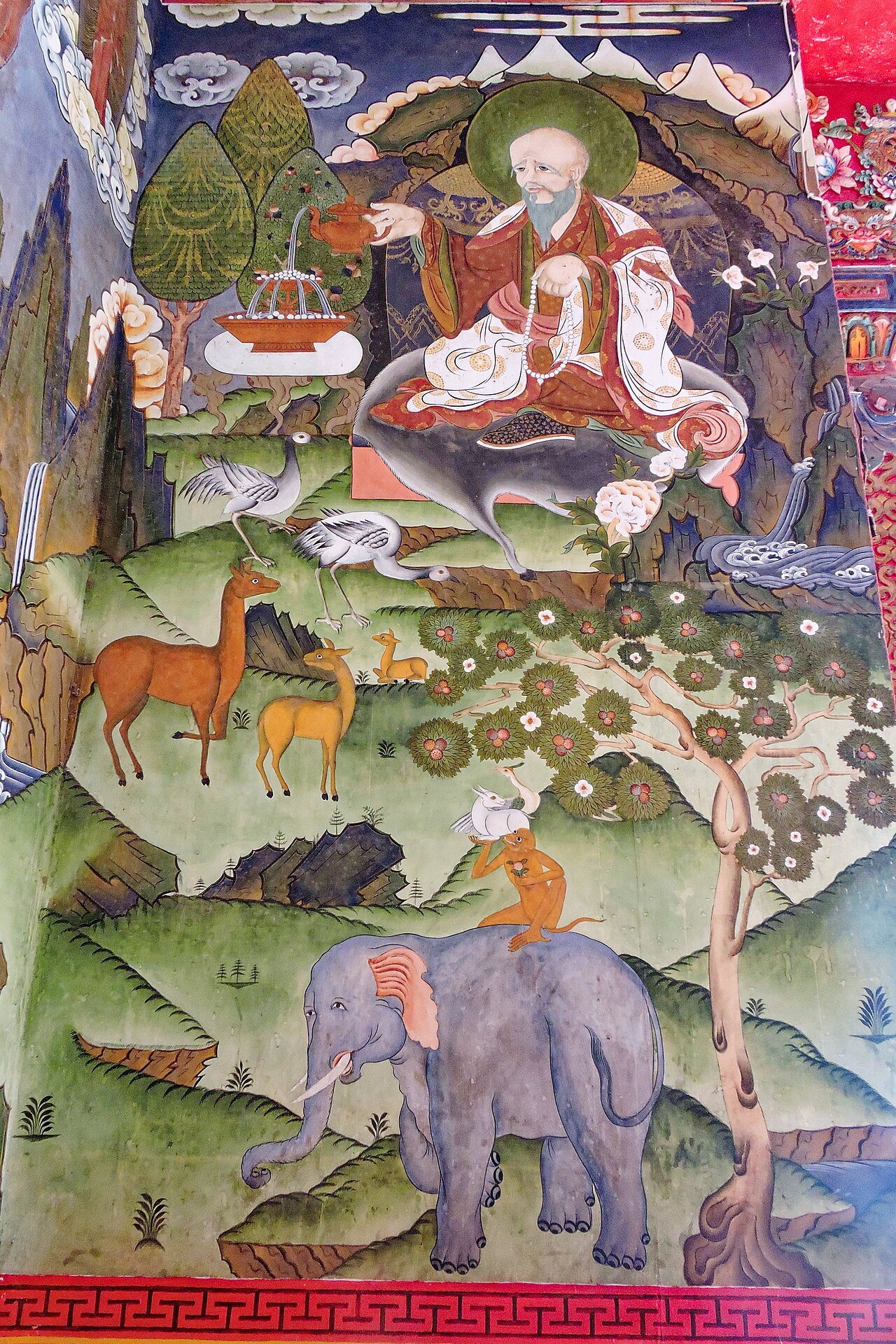 A thangka painting at Tawang Monastery; the Monba use the Tibetan script and language of Buddhism