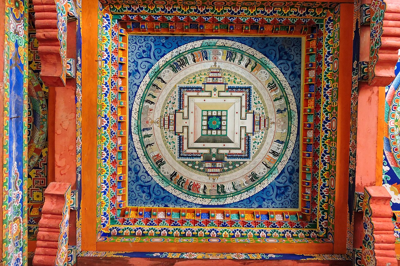 A Kalachakra sand mandala at Tawang Monastery, made for the great Buddhist observances