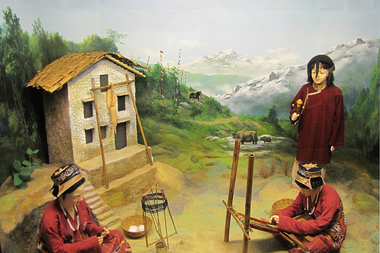A museum diorama depicting traditional Monpa life