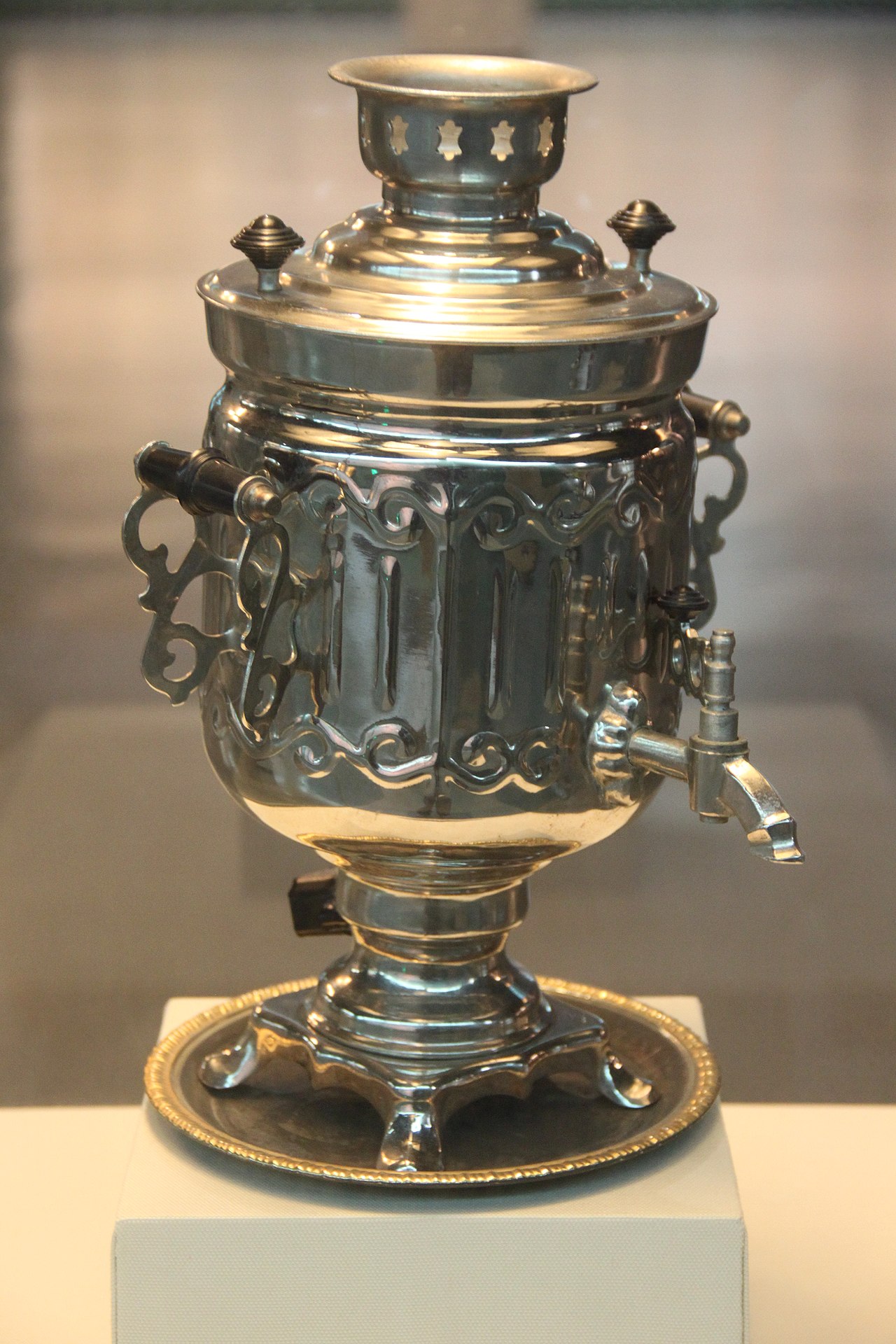 A Russian samovar, the metal urn at the heart of Russian tea culture and craft