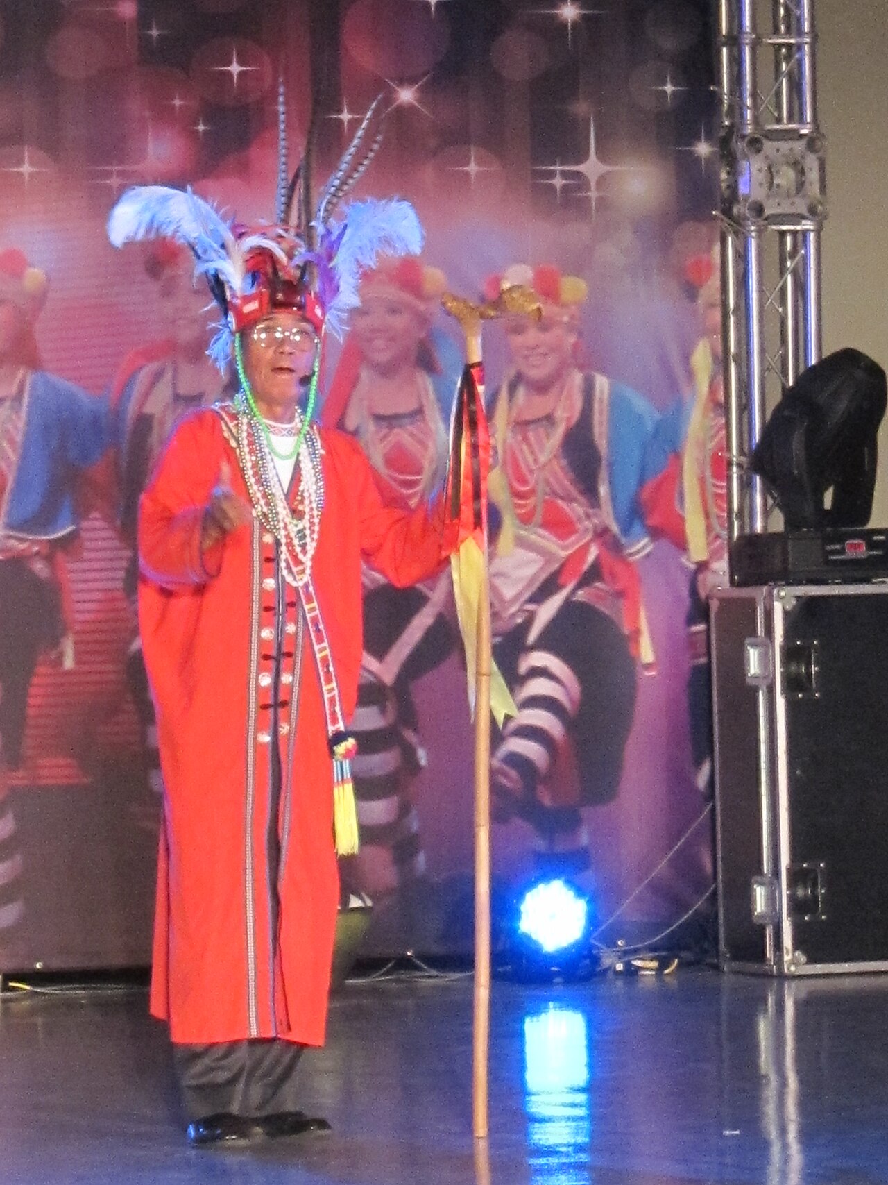 The traditional dress of an Amis chief, one of the Taiwan indigenous groups counted as Gaoshan